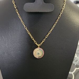 Gold Rainbow Evil Eye Necklace